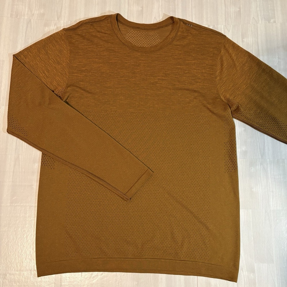 Lululemon Metal Vent Shirt Breathe Repeat Men's Size M Brown Long Sleeve